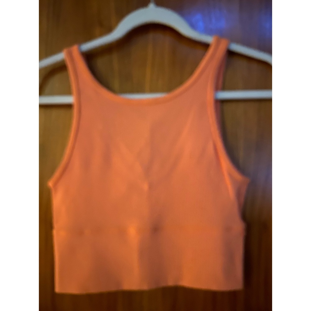 Lululemon Ribbed Reversible V-Neck Crop Tank Top Peach Orange Size 4